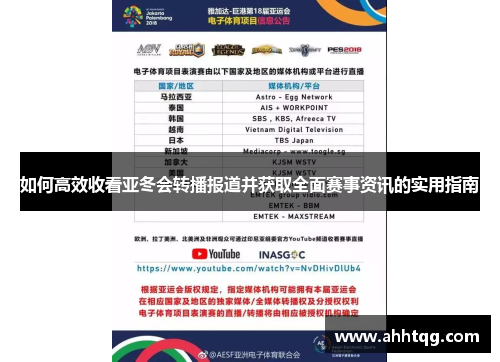 如何高效收看亚冬会转播报道并获取全面赛事资讯的实用指南
