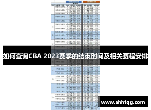 如何查询CBA 2023赛季的结束时间及相关赛程安排
